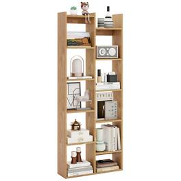 Gymax - 11-Tier Bookcase w/Anti-Tipping Kits Wood Display Shelf Tree-Shaped Bookshelf - Natural
