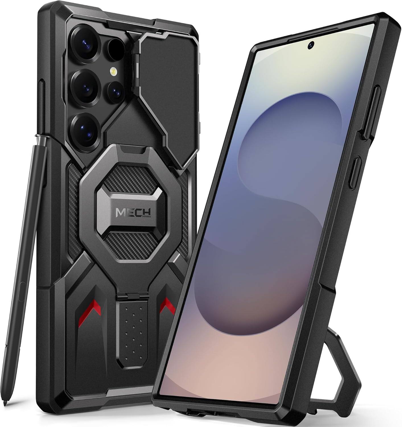 Alt View 3. Schertz - Samsung Galaxy S24 Ultra Case – MagSafe Compatible, Ring Stand, Camera Kickstand, Rugged Shockproof Protection with Scre - S24Ultra Black.