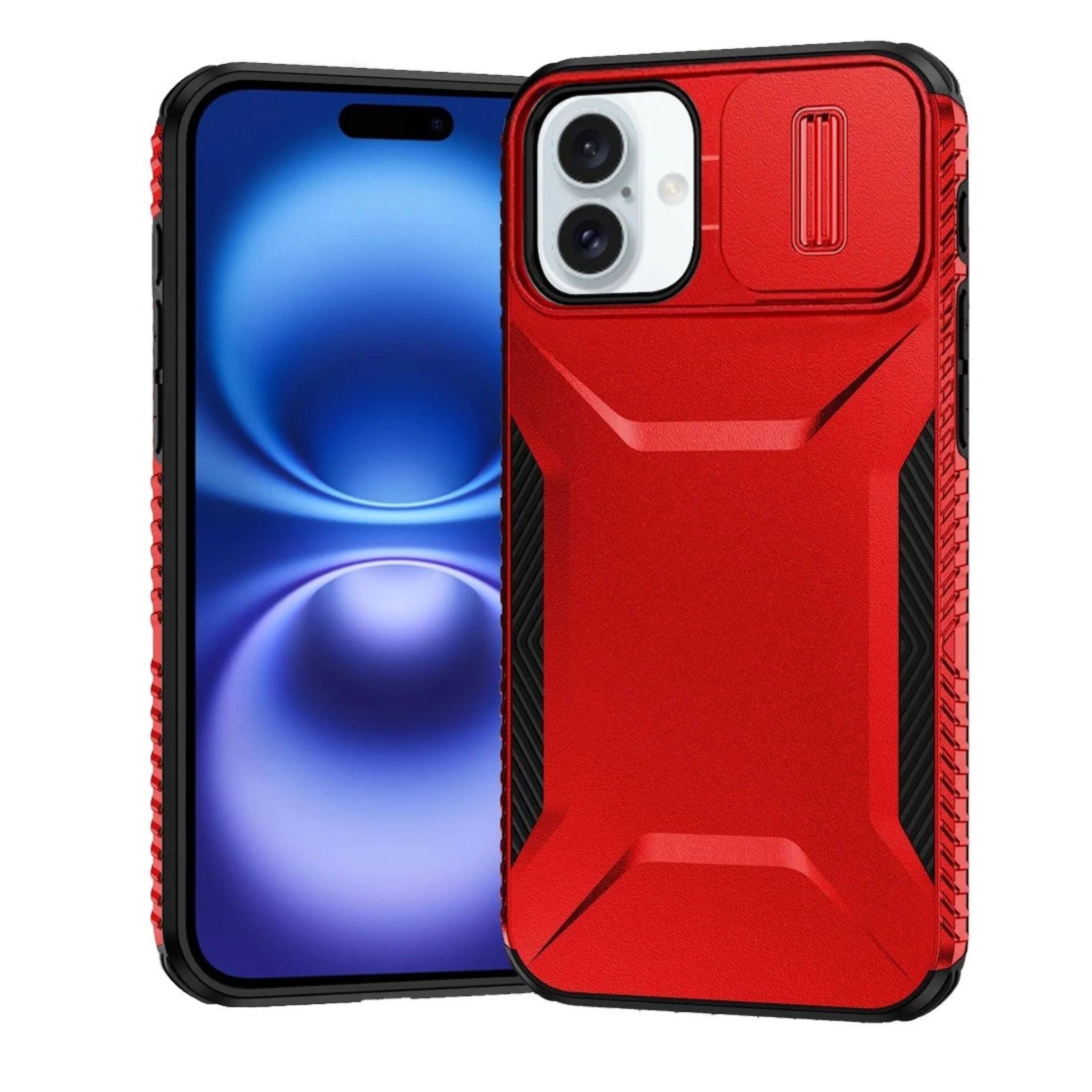 Kitcheniva - Rugged Side Grip Sliding Lens Cover Phone Case With Tempered Glass For iPhone 17 - Red price history on PriceWatchPro