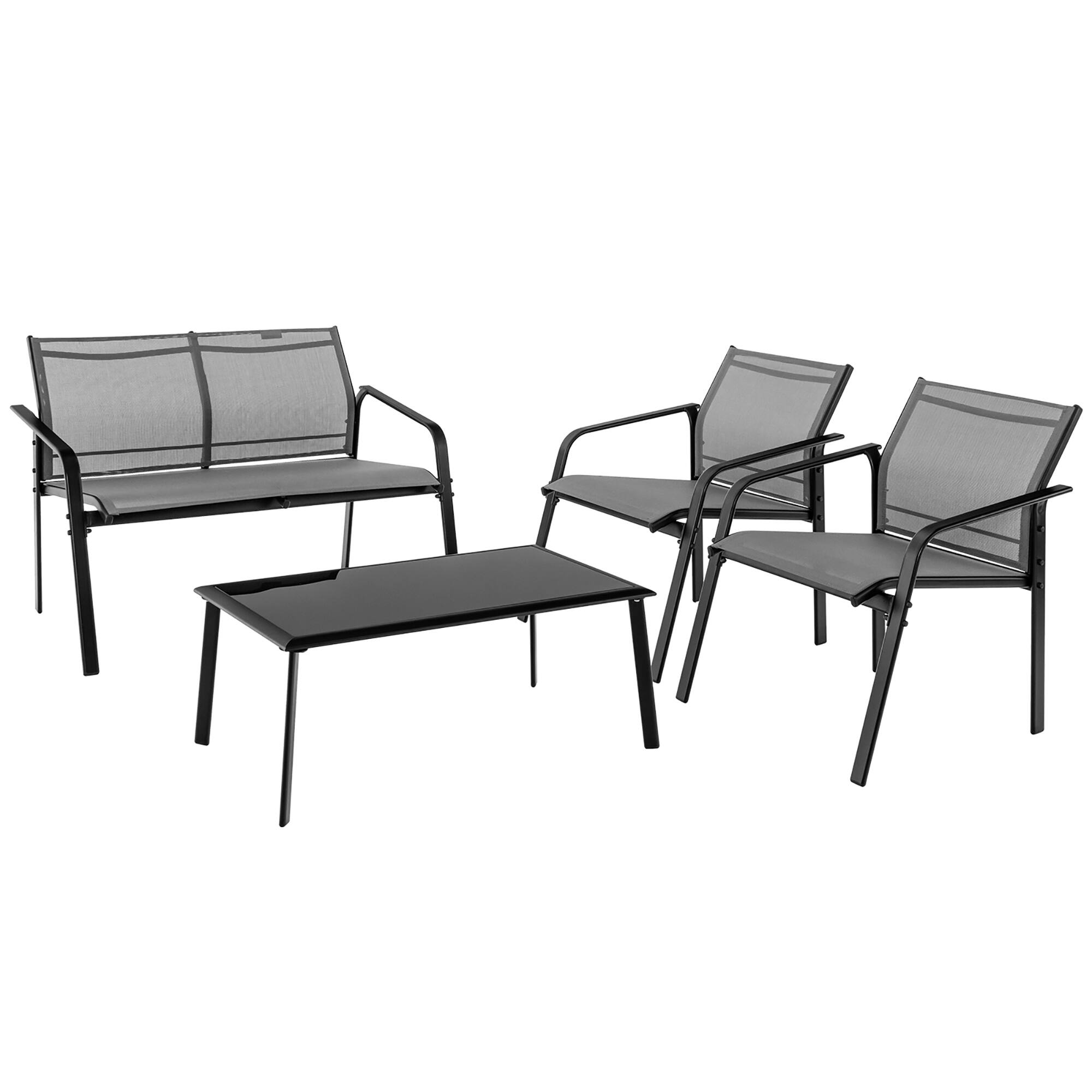 Alt View 9. Gymax - Gymax 4PCS Patio Conversation Futniture Set w/ Fabric and Anti-Rust Steel Frame Grey - Grey.