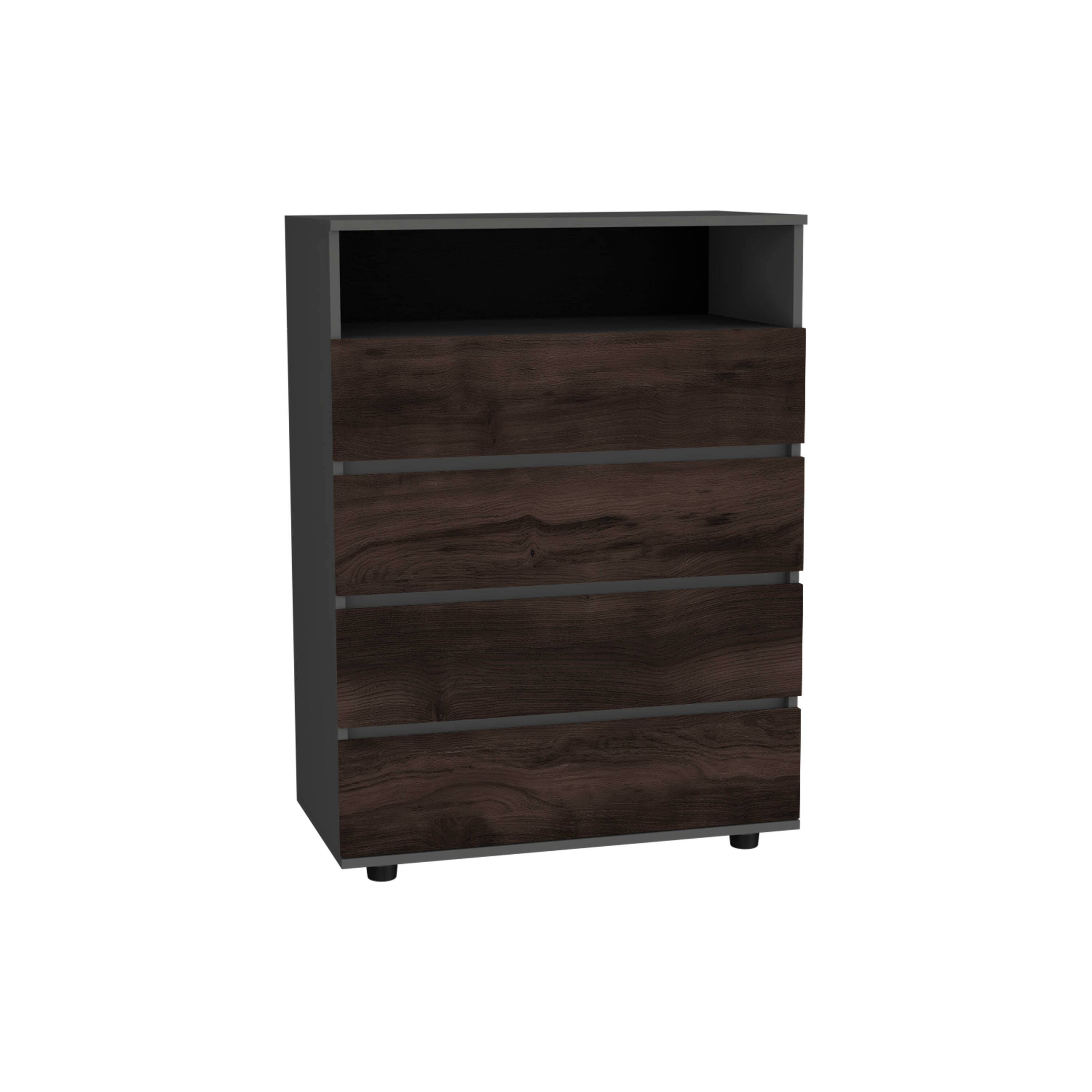 Alt View 2. TuHome - Alpine Four Drawer Dresser With Spacious Storage And Modern Handles - Matt Gray.