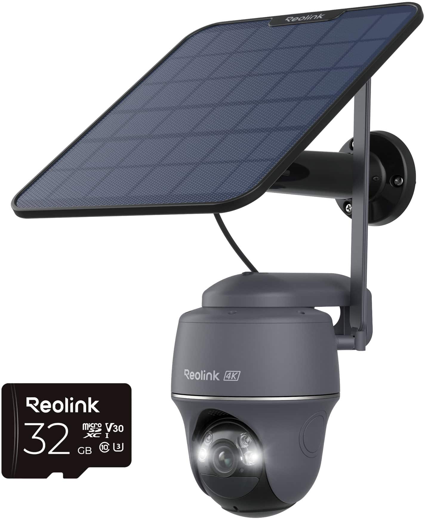Reolink - Go Series G440 4K 8MP Solar Outdoor Wireless 4G LTE Pan Tilt Security Camera with 32GB SD Card - Grey - Gray - Front_Zoom