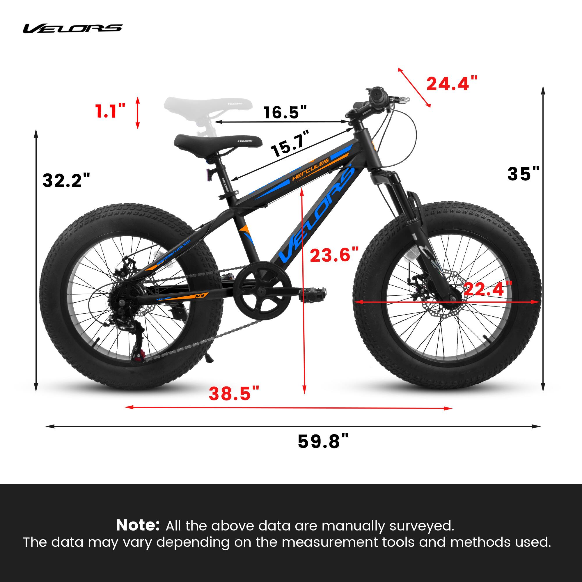 VELORS  
1.1" 32.2" 16.5" 15.7"  
23.6" 24.4" 35" 22.4" 38.5" 59.8"  

Note: All the above data are manually surveyed.  
The data may vary depending on the measurement tools and methods used.