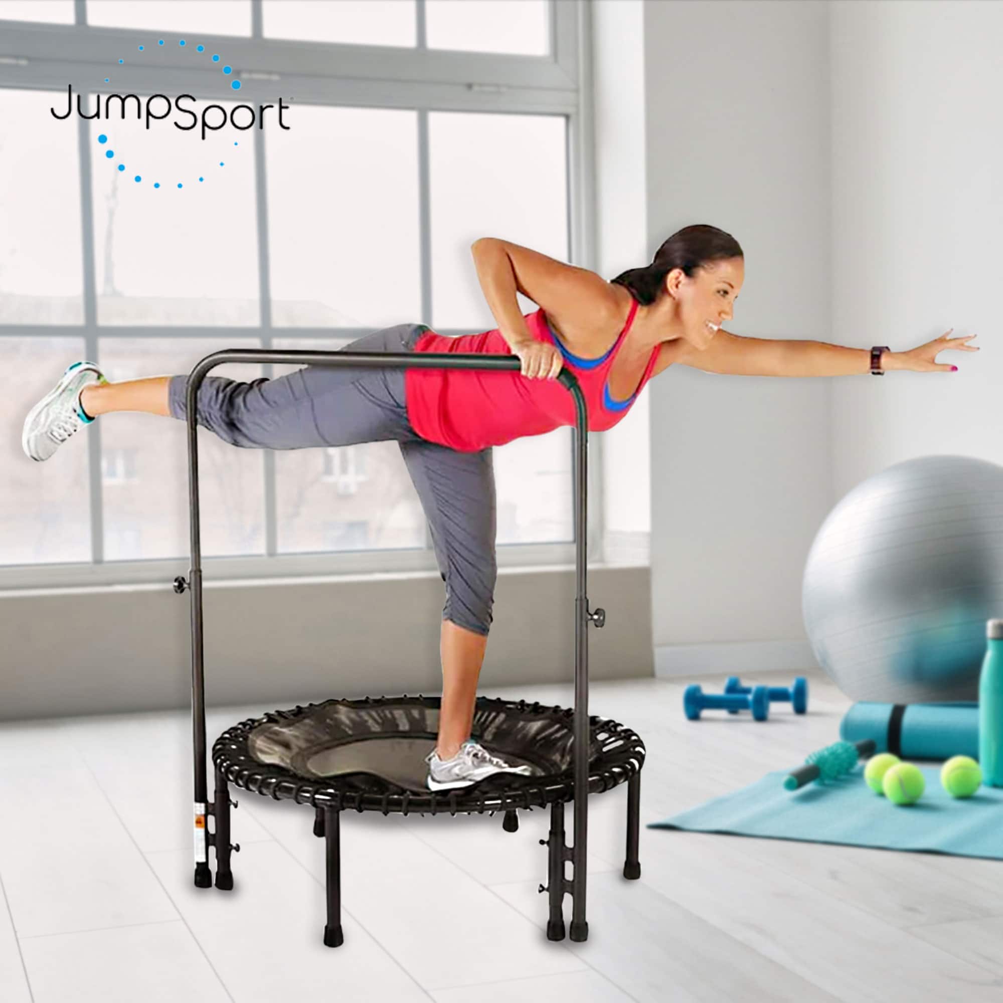 JumpSport 350 PRO Lightweight 39 Inch Adults Fitness Trampoline