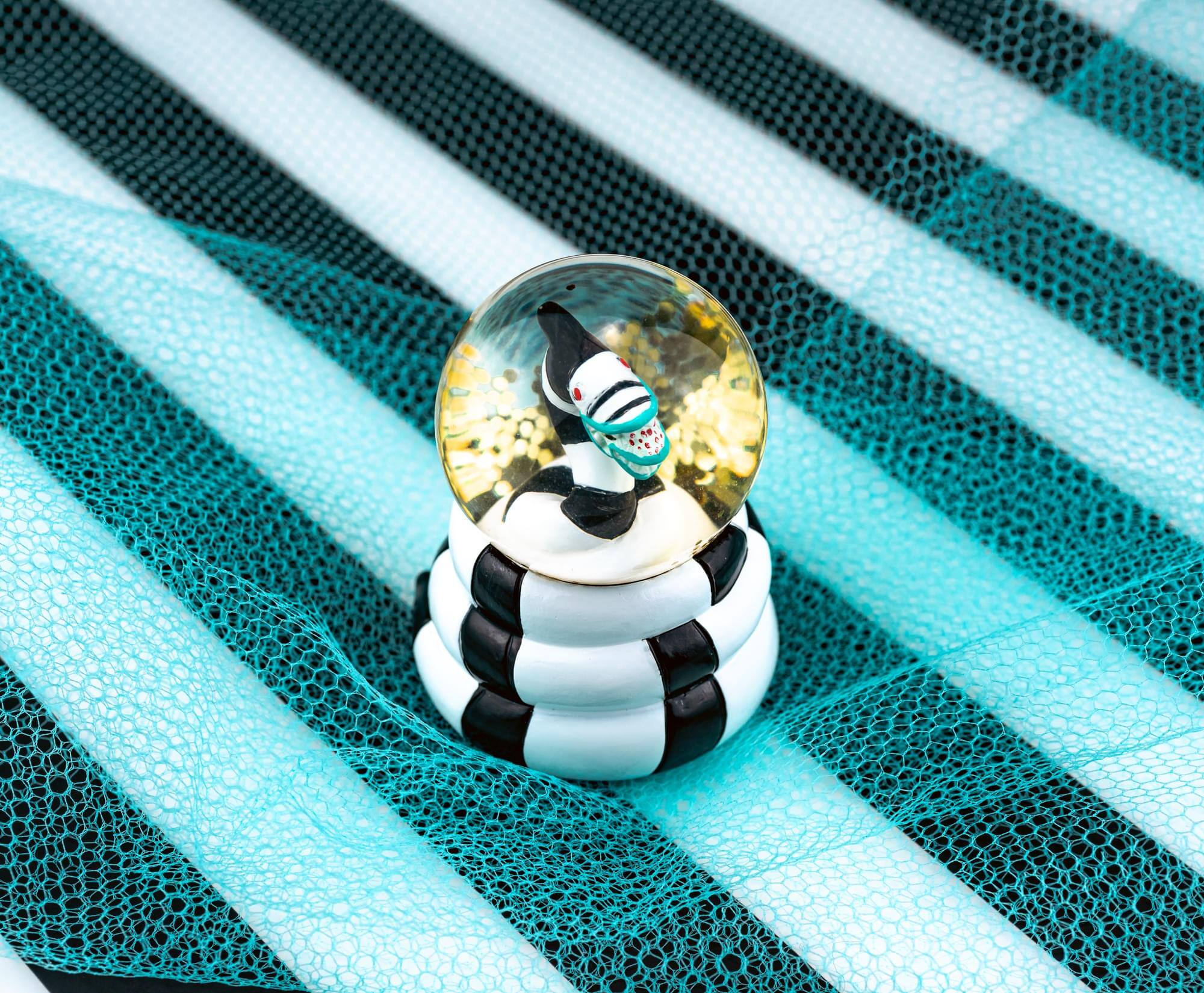 Alt View 4. Silver Buffalo - Beetlejuice Sandworm Mini Light-Up Snow Globe | 3 Inches Tall - Black.