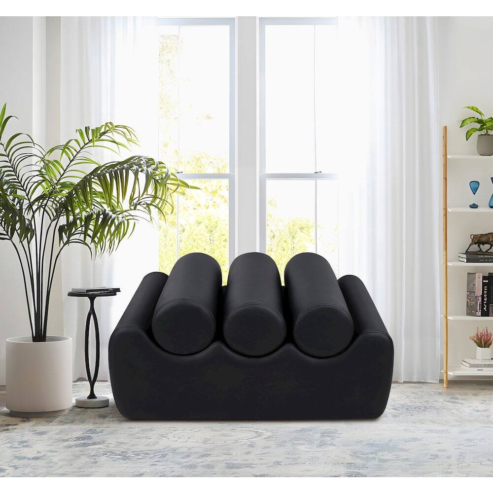 Alt View 1. Meridian Furniture - Rumble Black Vegan Leather Bench - Black.