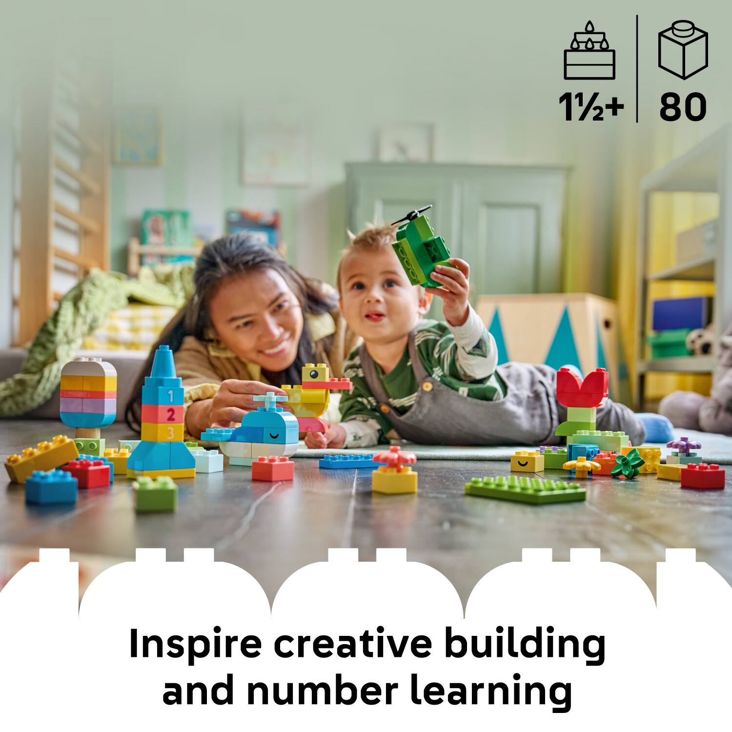 1½+ 80  
Inspire creative building and number learning