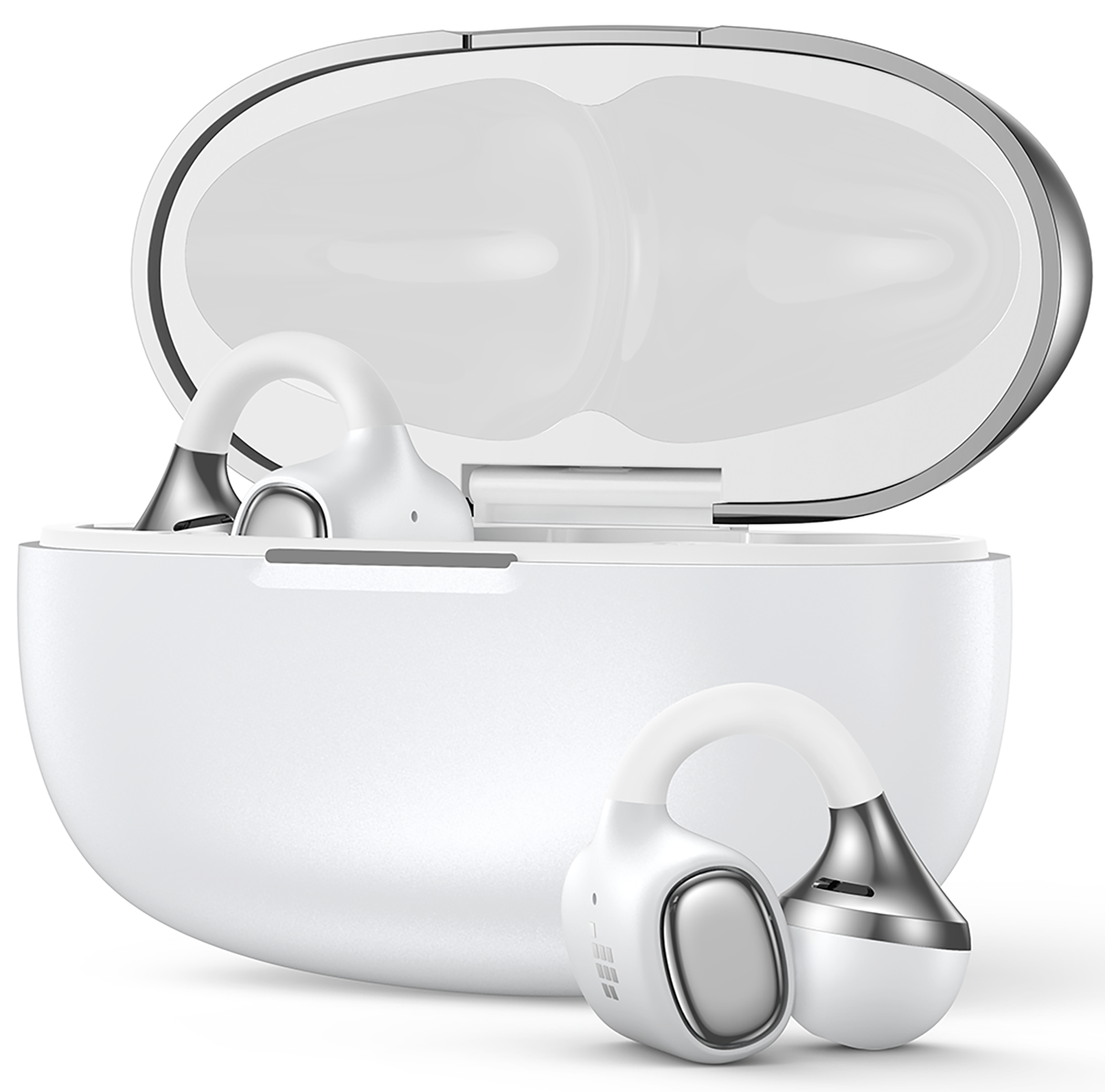 Back. Tronsmart - OpenFly Clip 2 Open Ear Earbuds, Clip-On Headphones for Running Workout, Hi-Res LDAC Audio, Bluetooth 6.0, 32H Playtime - White.