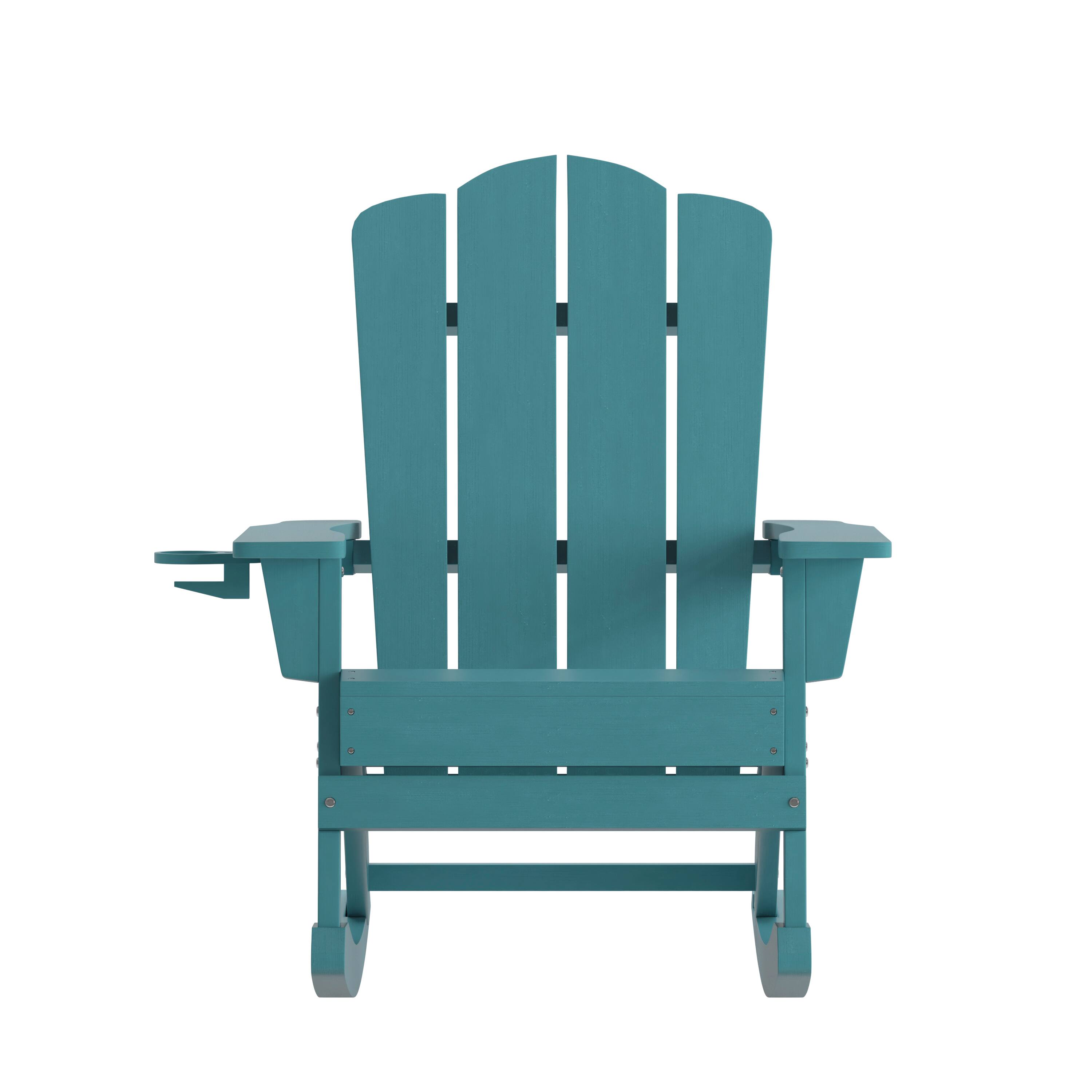 Alt View 9. Emma + Oliver - Tiverton Adirondack Rocking Chair with Cup Holder, Weather Resistant HDPE Adirondack Rocking Chair - Blue.