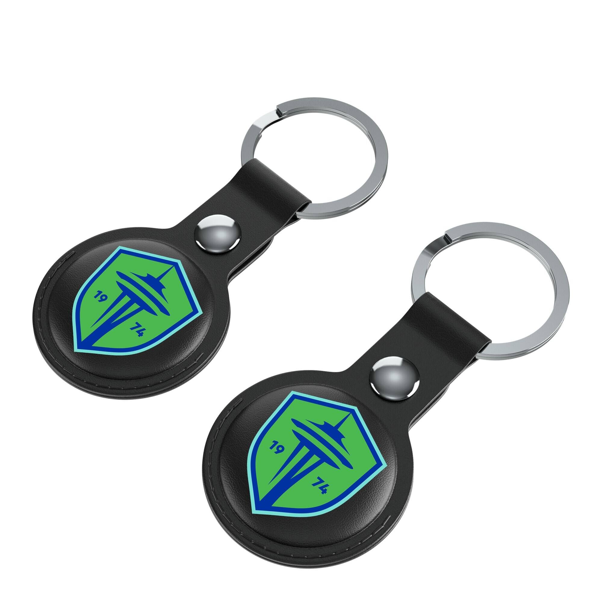 Alt View 1. Keyscaper - Seattle Sounders FC Seattle Sounders FC Two-Pack Insignia AirTag Holders - No Size - Black.