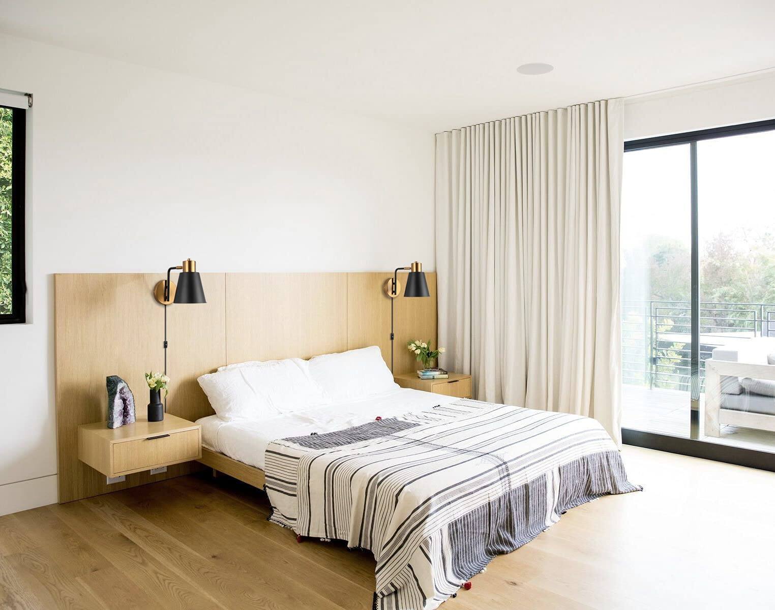 Alt View 6. TECH SAFARI - Plug In Wall Sconce Set Of Modern Rotatable Lamp With Plug in Cord And On off Toggle Metal Shade Light Fixt - Default.