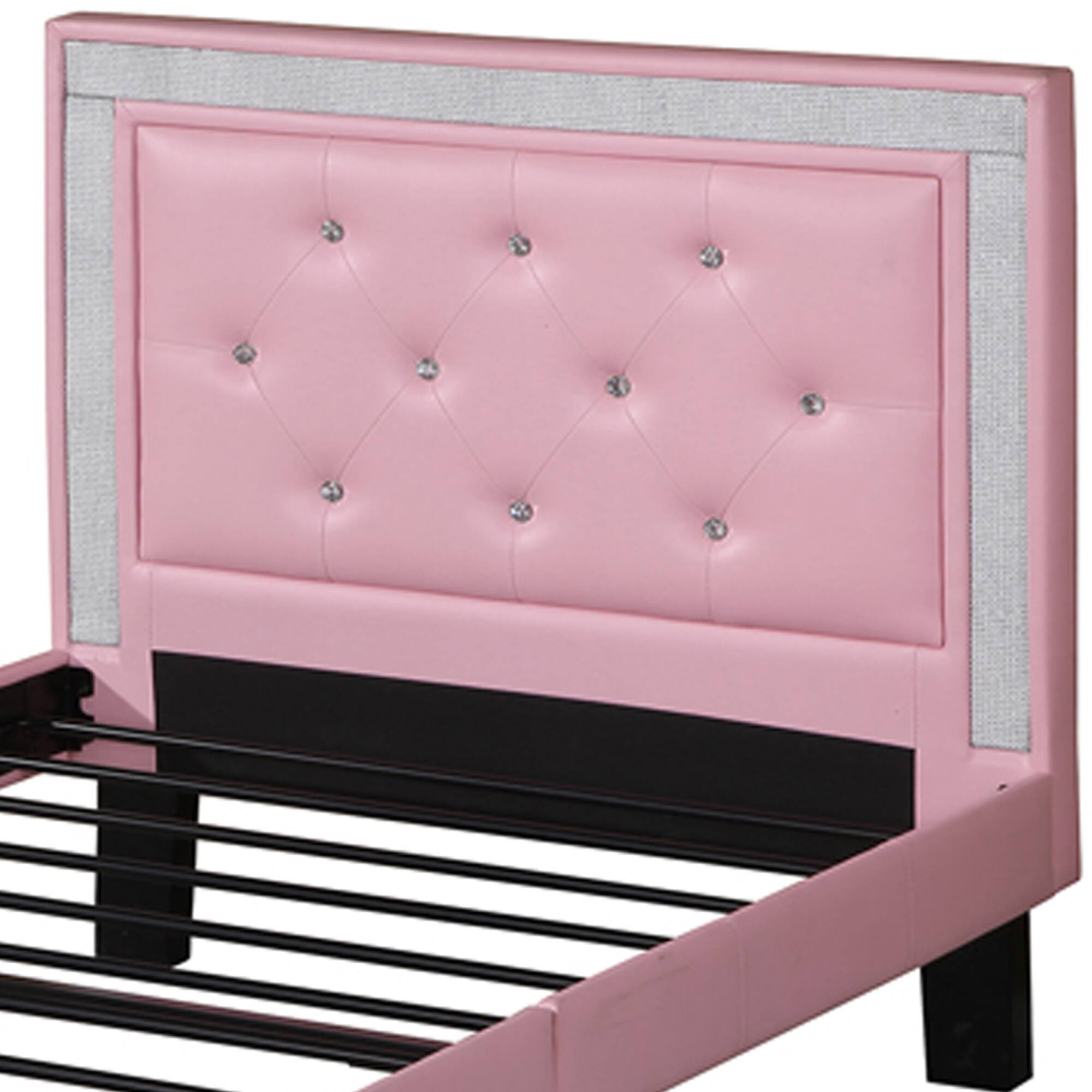 Alt View 1. Manhattan Lane - Polyurethane Twin Size Bed In High Headboard - Pink.