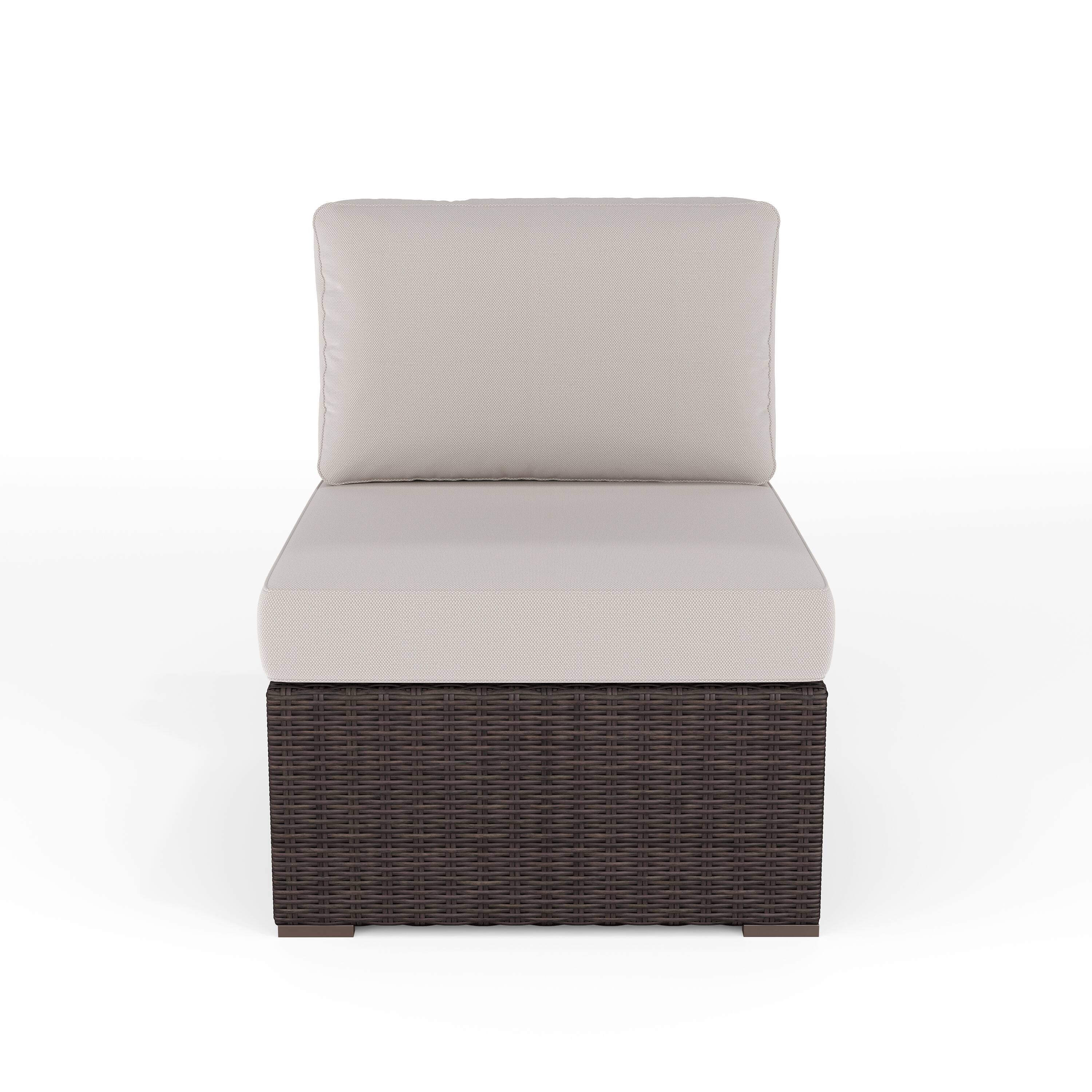 Alt View 9. Martha Stewart - Bedford Outdoor Modular Rattan Wicker Patio Sectional Sofa Center Seat - Tan Cushions/Brown Frame.