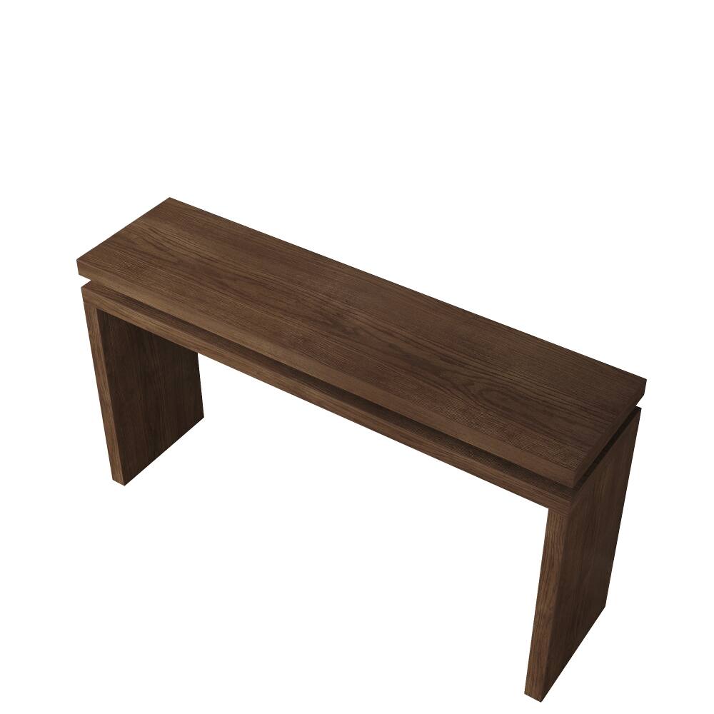 Alt View 8. Loheer - Loheer 60 inch antique brown farmhouse console table, retro wooden entryway table with double board suspension - Antique brown.