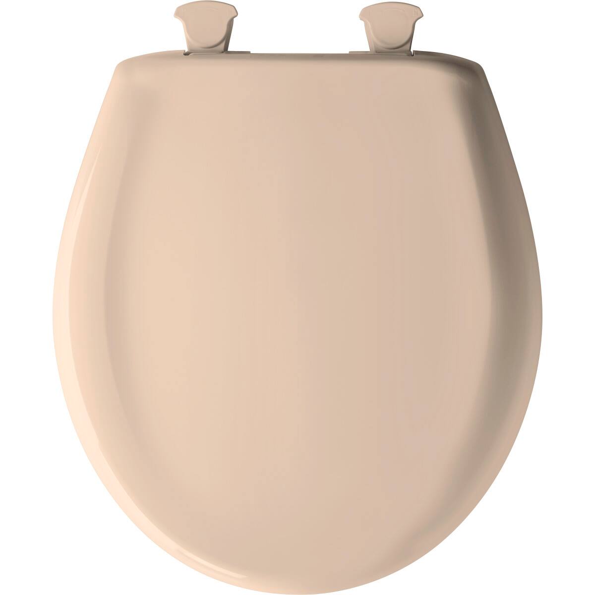 Angle. BEMIS - Bemis Round Plastic Toilet Seat in Desert Bloom with STA-TITE Seat Fastening System, EasyClean and  WhisperClose Hinge - Desert Bloom.