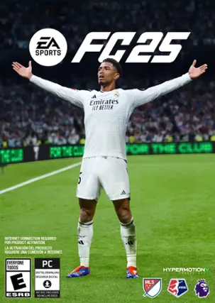 EA FC25 SPORTS Emirates FLY BETTER THE THIE CLUB INTERNET CONNECTION REQUIRED FOR PRODUCT ACTIVATION LA ACTIVACIN DEL PRODUCTO REQUIERE UNA CONEXIN A INTERNET. CF Il EVERYONE PC TODOS DIGITAL DOWNLOAD DESCARCA DIGITAL E NO DISC NCLUDED ESRB NO INCLUYE DISCO HYPERMOTION ECHNOLOG MLS NWSL - E (Everyone)