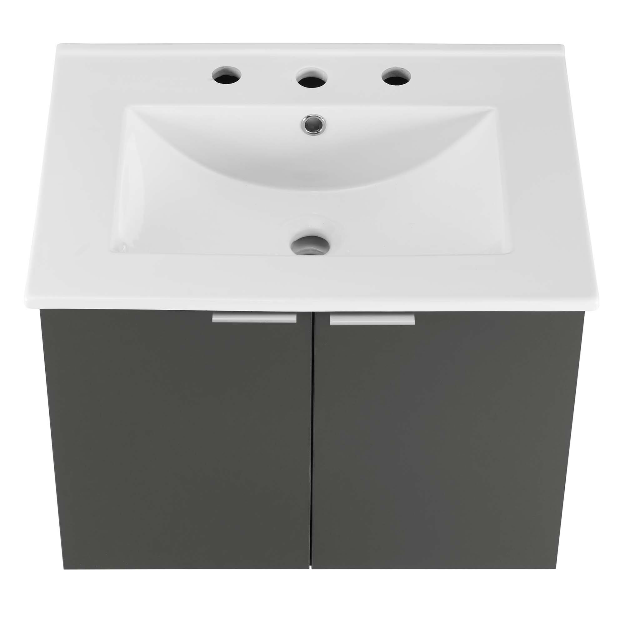 Alt View 4. Modway - Maybelle Wall-Mount Bathroom Vanity Basin Included - Gray White.