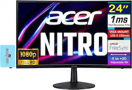 Acer - ED240Q H 24" FHD Monitor, AMD FreeSync, Anti-Glare, VESA Mount, Low Blue Light, w/DKZ Hub, (UM.UE0AA.H01) - Black