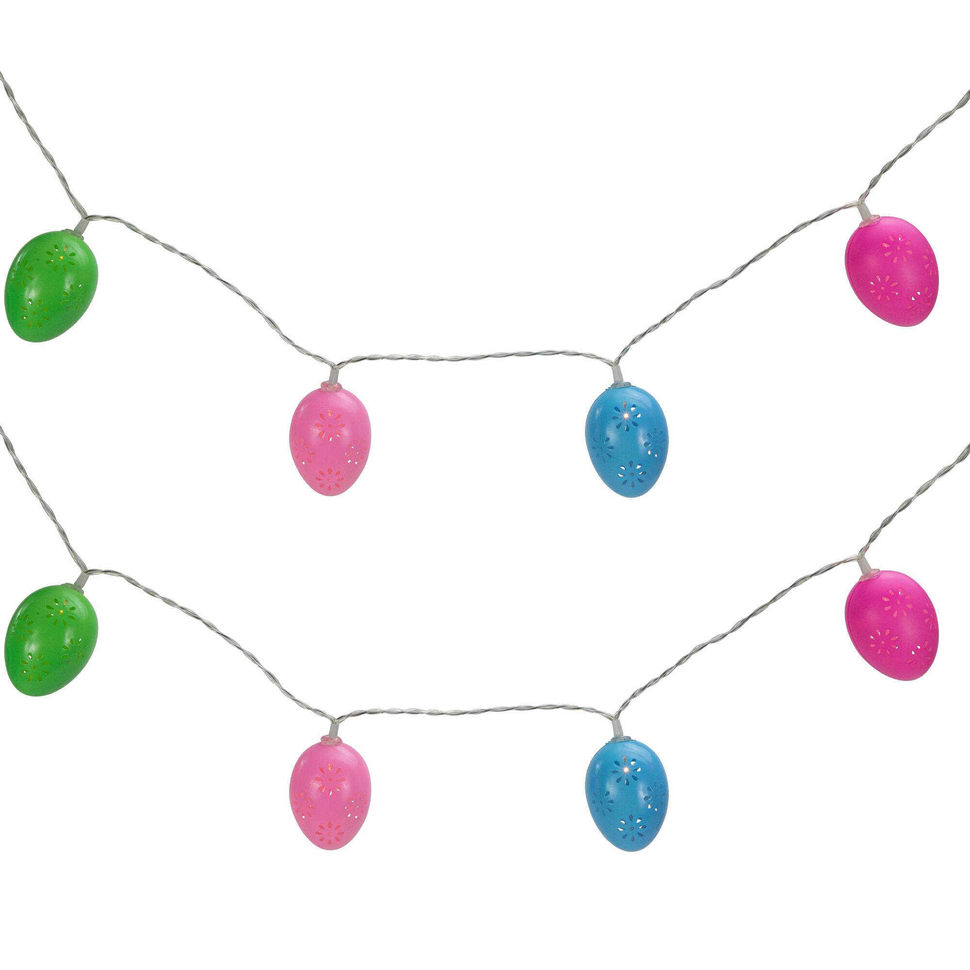 Alt View 5. Northlight - 10-Count Multi-Color Easter Egg LED String Lights 4.5ft Clear Wire - Multi.