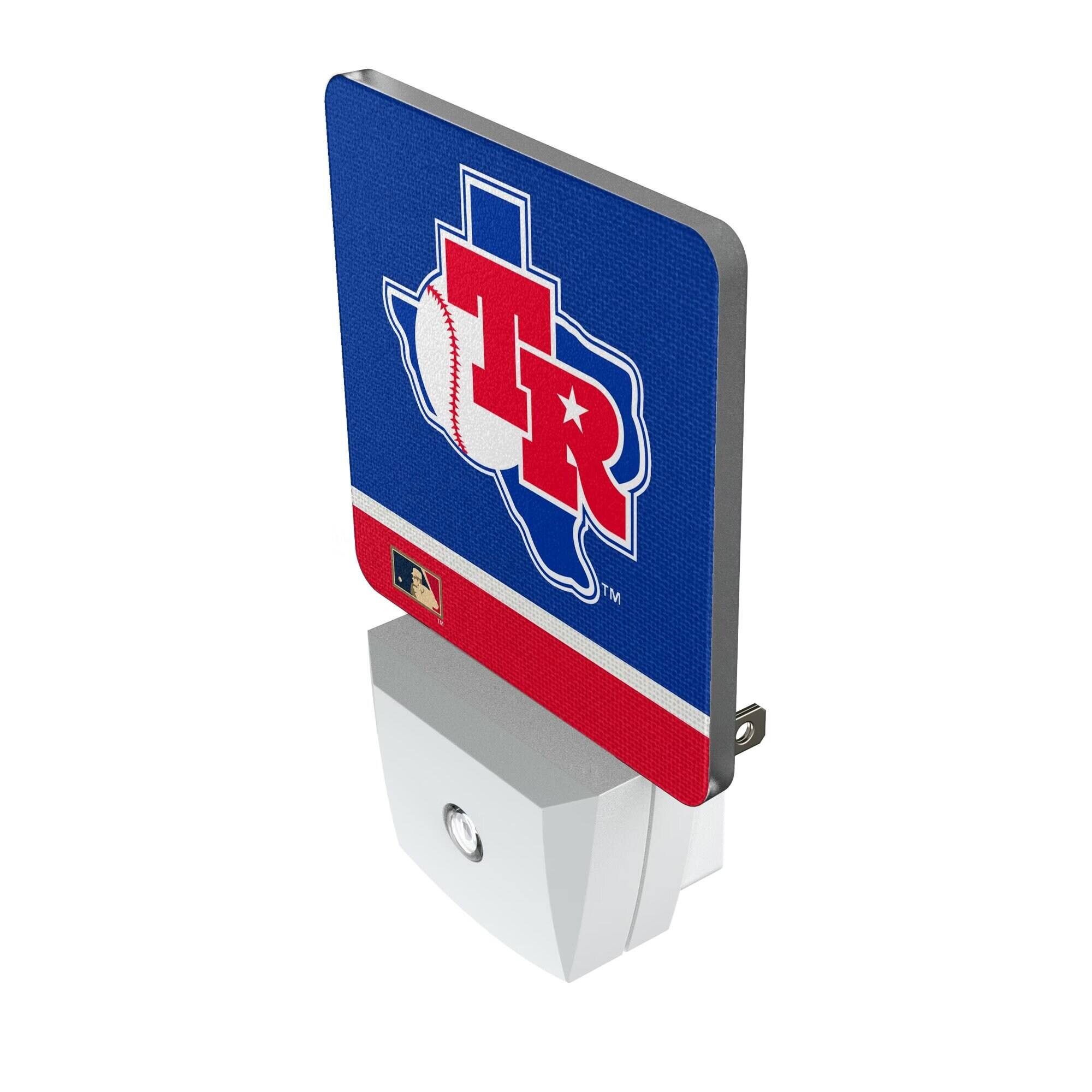 Alt View 1. Keyscaper - Texas Rangers Throwback Logo Stripe Design Nightlight 2-Pack - Multicolor.