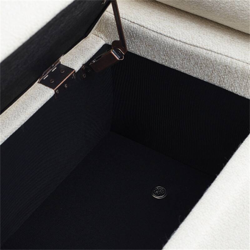 Alt View 9. HTUTWOO - Linen Storage Ottoman Bench for Living Room Bedroom - Elegant Upholstered Bench with Cylindrical Arms and Iron Legs - Beige.