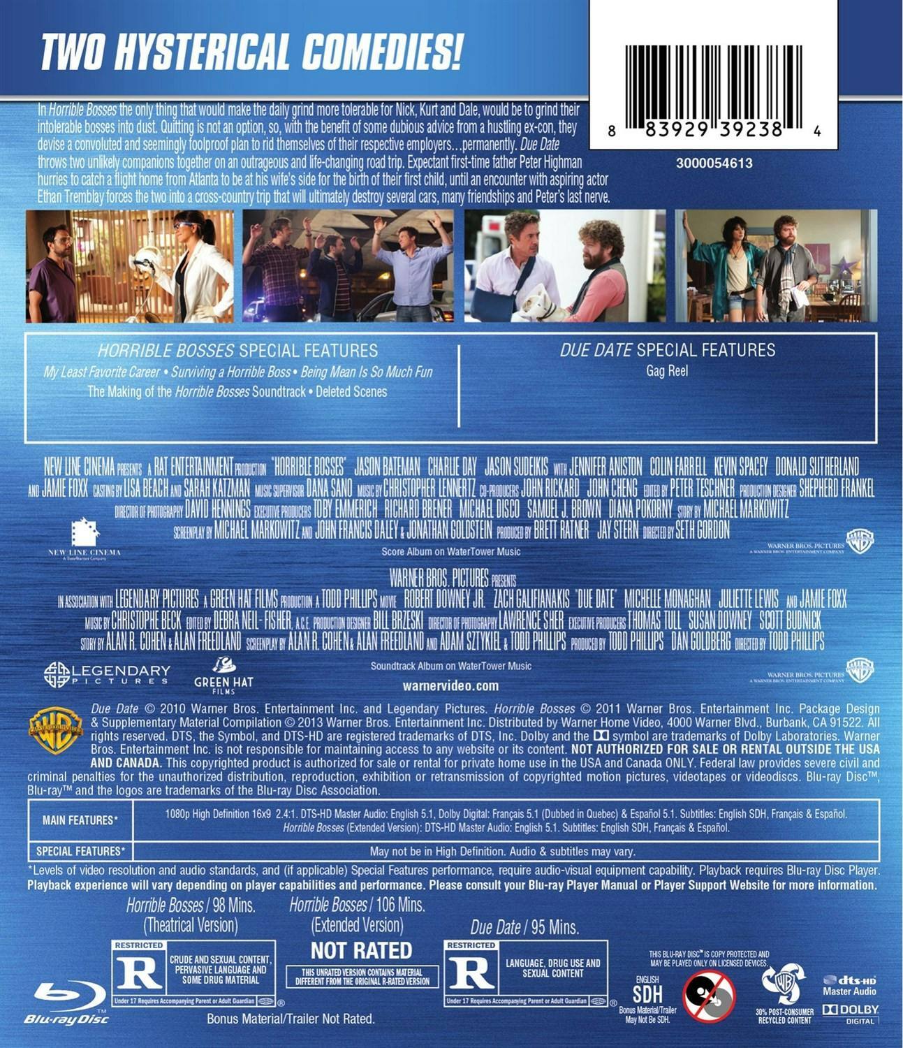 Back. Horrible Bosses / Due Date (Blu-ray Double Feature) [Blu-ray].