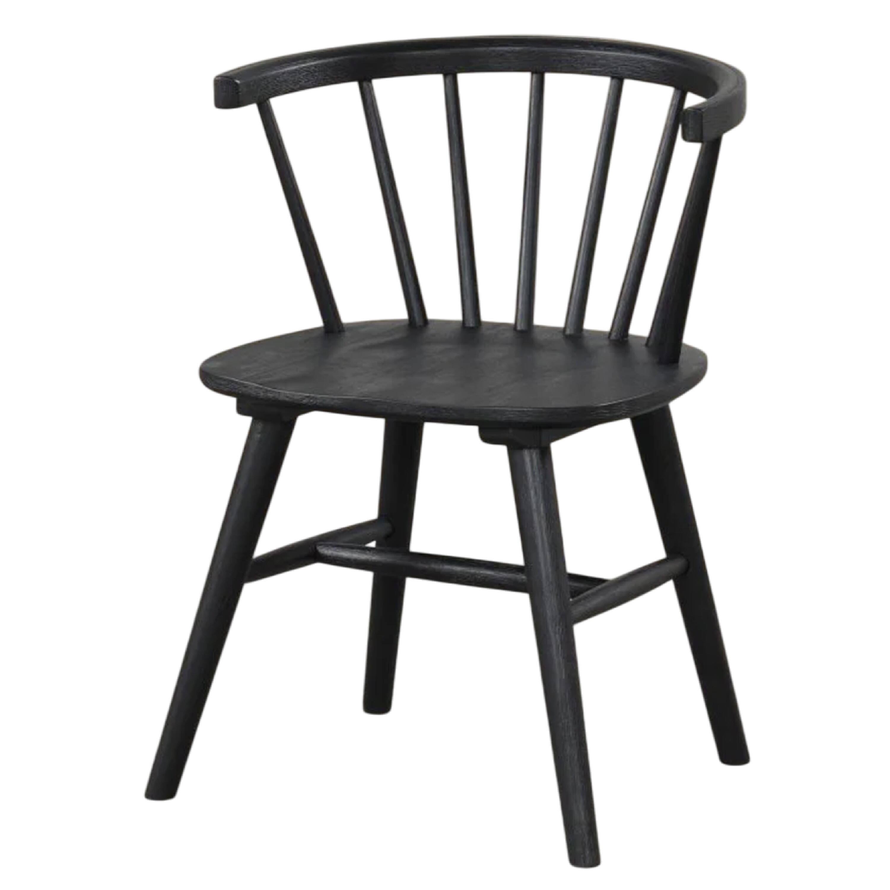 Alt View 3. Manhattan Lane - Yely 5pc Dining Table with 4 Windsor Chairs Set, Black Rubberwood - Black.