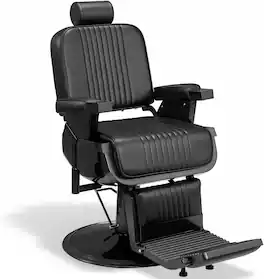 Winado - Heavy Duty Vintage Barber Chair, Hydraulic Reclining Salon Chairs for Hair Stylist with Footrest & Headrest, 360° Swivel - Black