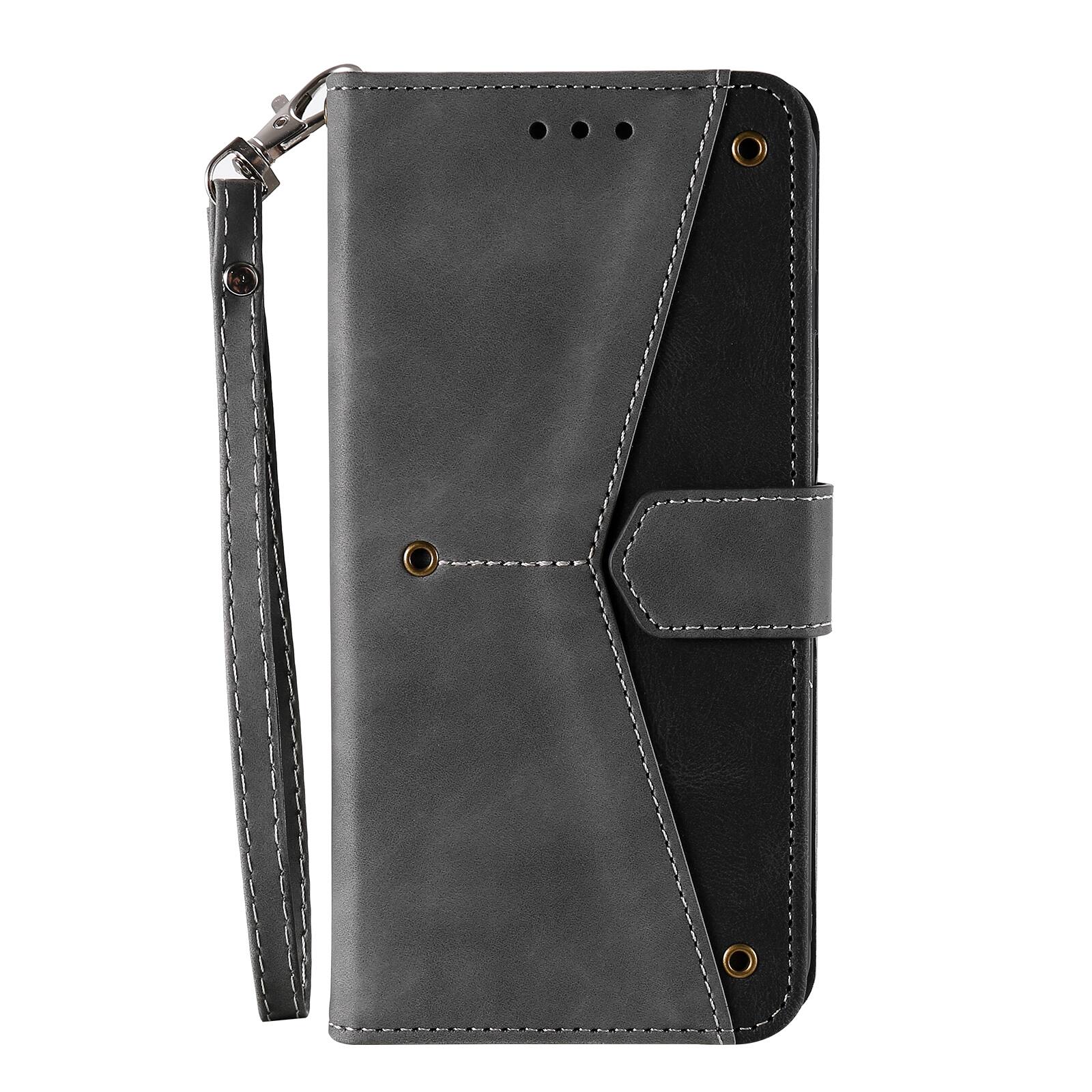 Angle. Dteck - Wallet Case for Apple iPhone 17 Pro,Vintage PU Leather Flip Card Holder Kickstand Magnetic Closure Phone Cover - Gray.