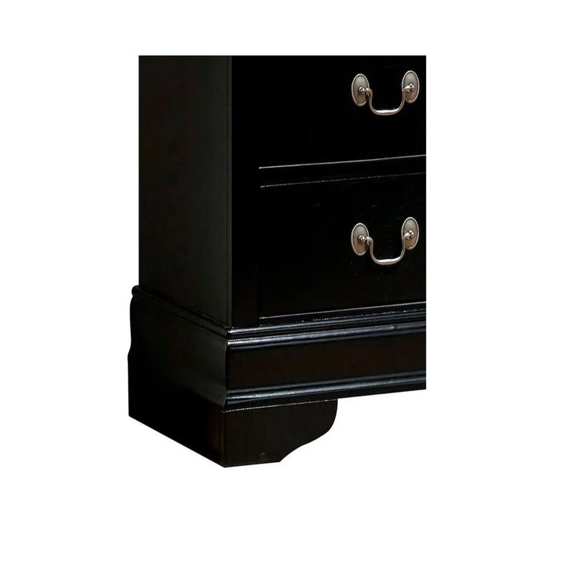 Alt View 1. Loheer - Loheer Black Solid Wood Nightstand with Two Drawers for Bedroom Storage - Black.