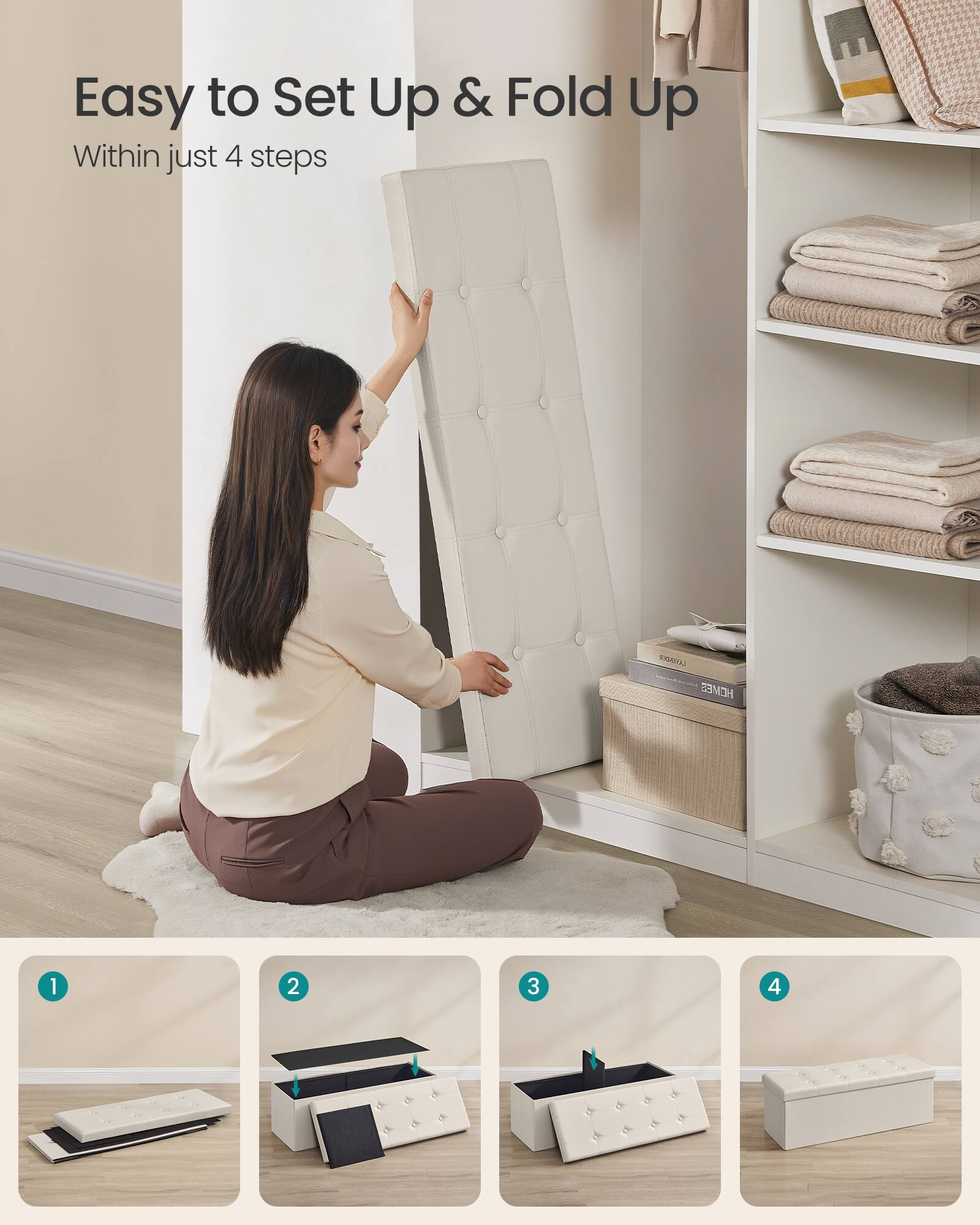 Easy to Set Up & Fold Up  
Within just 4 steps  

1  
2  
3  
4