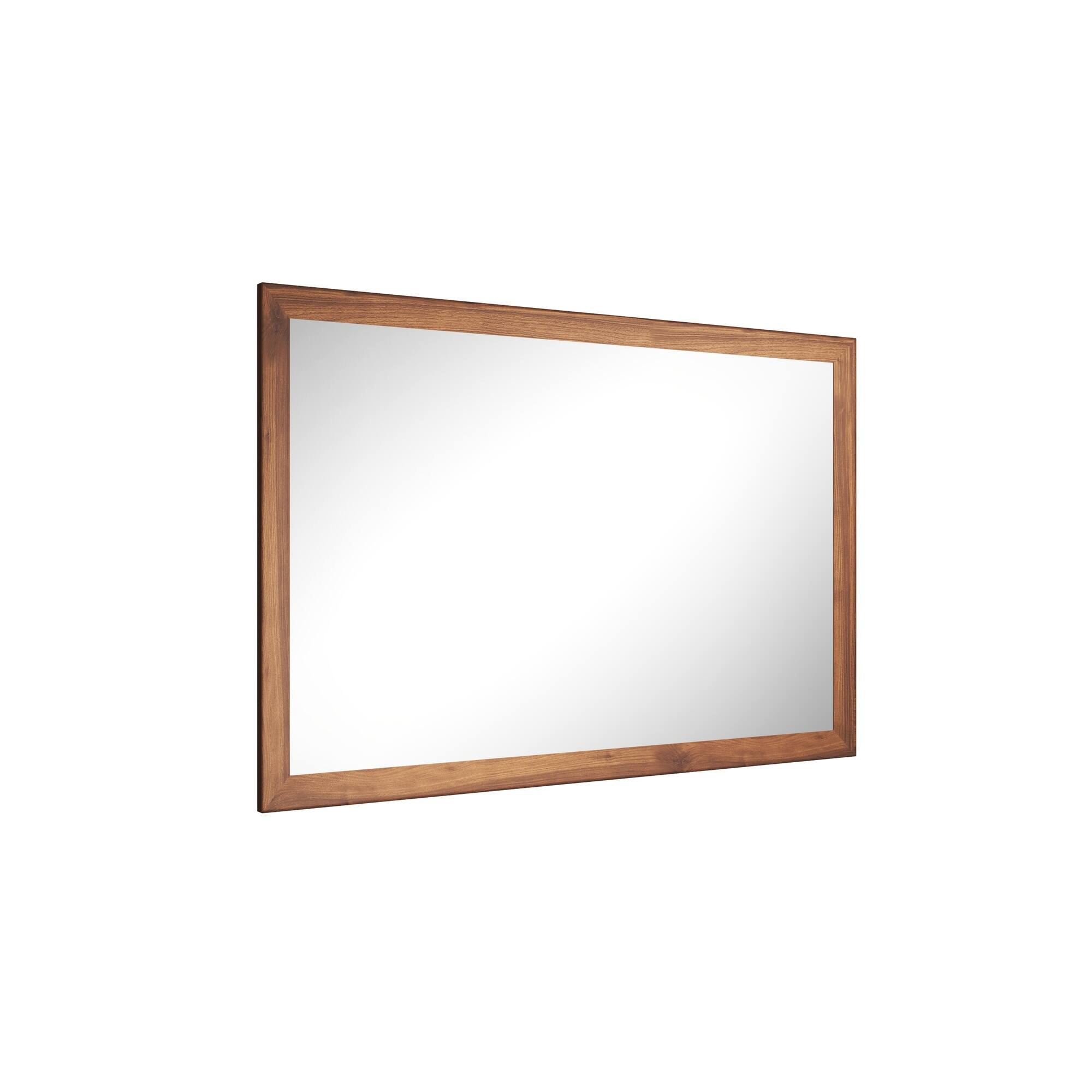 Alt View 2. Boyel Living - 32 in W x 48 in L Dark Wood Grain Rectangular Slanted Edge Aluminum Framed Wall Bathroom Vanity Mirror.