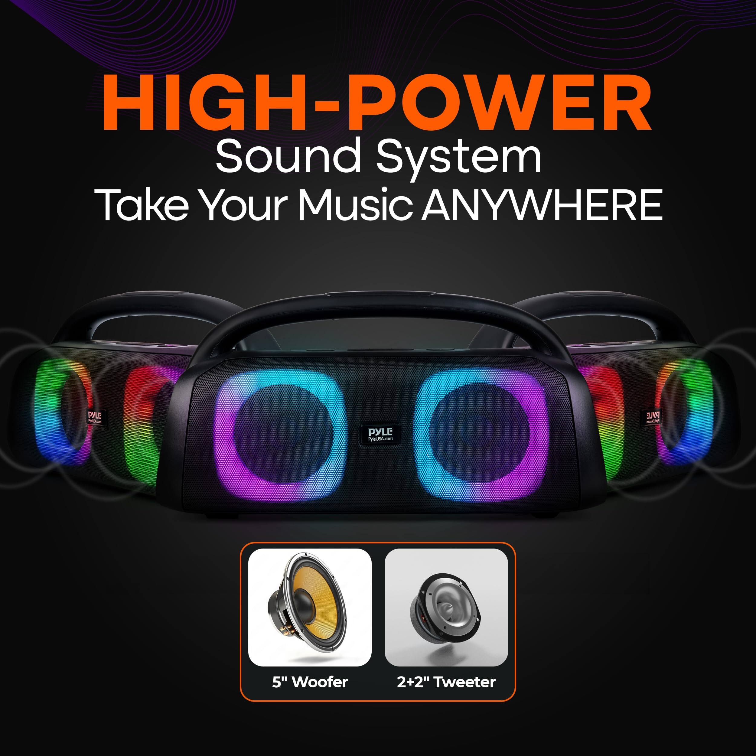 HIGH-POWER Sound System Take Your Music ANYWHERE P8L - PYLE PAm PPLE 5" Woofer 2+2" Tweeter