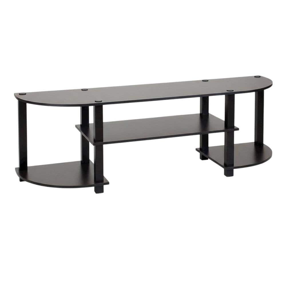FurniFact - Wide TV Entertainment Center in Espresso/Black, Durable Composite Wood - White