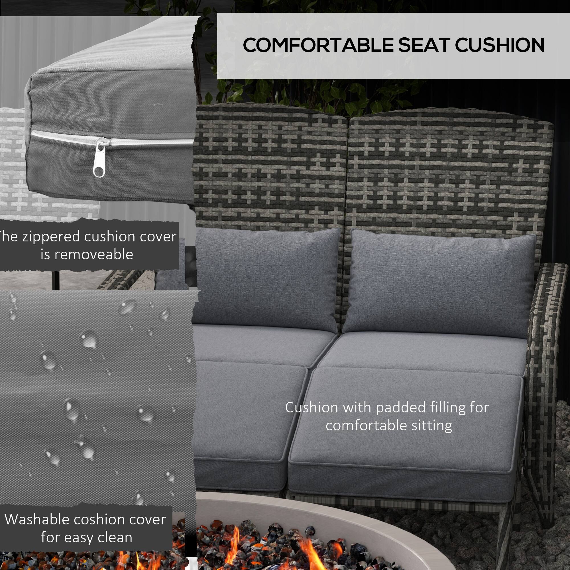 COMFORTABLE SEAT CUSHION

- The zippered cushion cover is removable
- Cushion with padded filling for comfortable sitting
- Washable cushion cover for easy clean