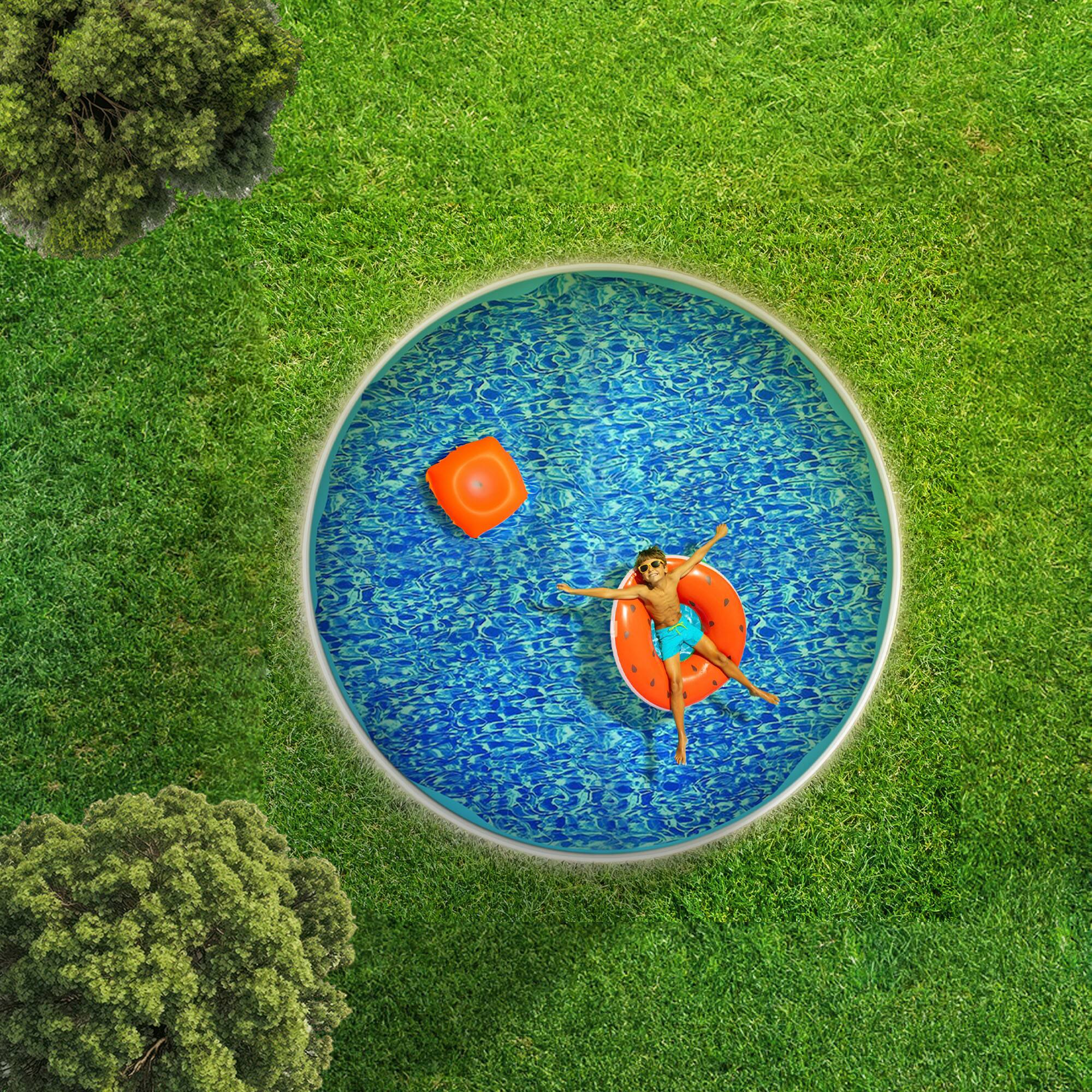 Alt View 2. Swimline - Swimline 15 Foot Swirl Blue Round Above Ground Swimming Pool Wall Overlap Liner - Blue.