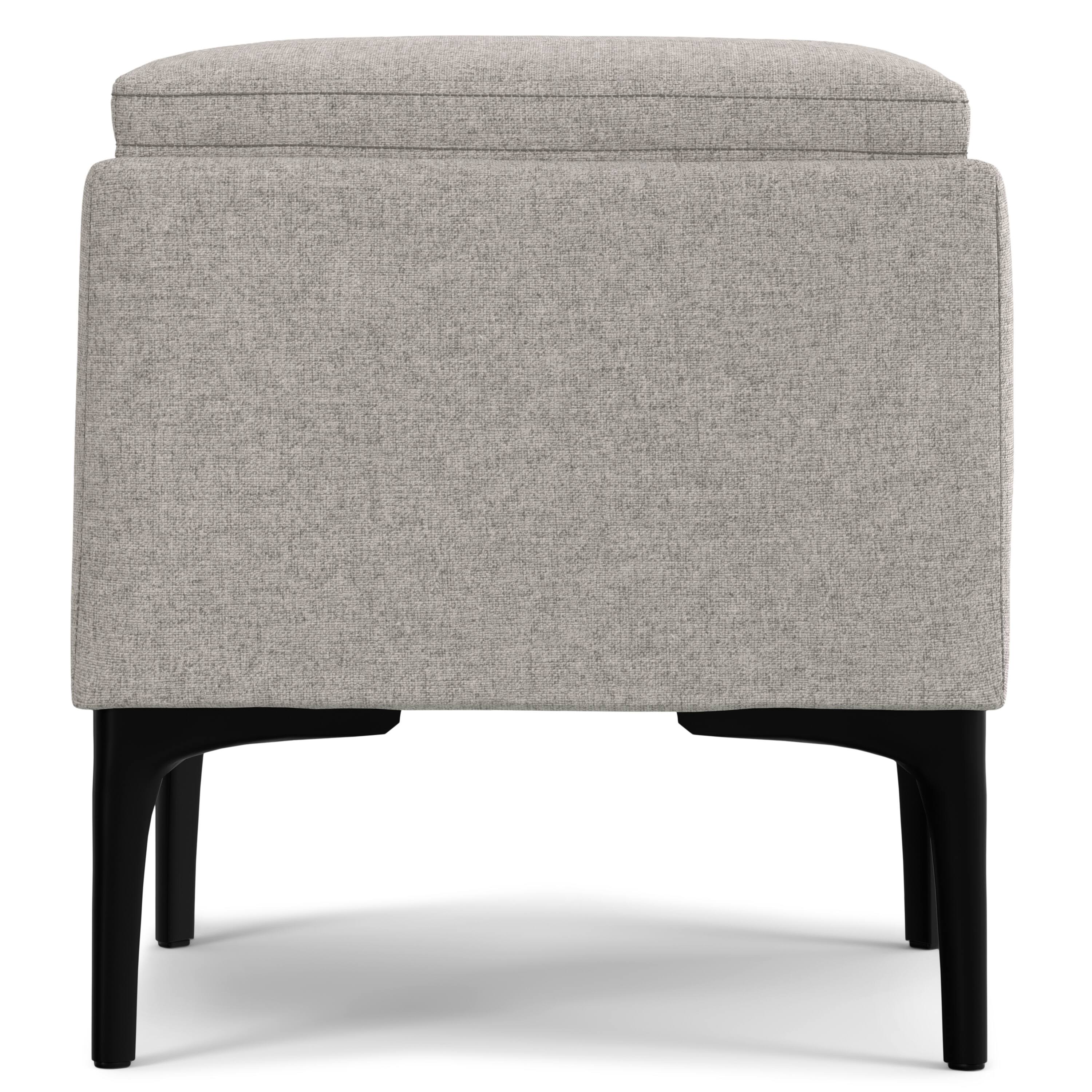 Alt View 2. Simpli Home - Natasha 18 inch Wide Mid Century Square Mid Century Storage Ottoman with Tray in Cloud Grey Polyester Linen, Assembled - Cloud Grey.