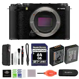 Fujifilm - X-M5 Mirrorless Camera (Black) with NP-W126S Battery, 64GB SD Card & More Additional Accessories