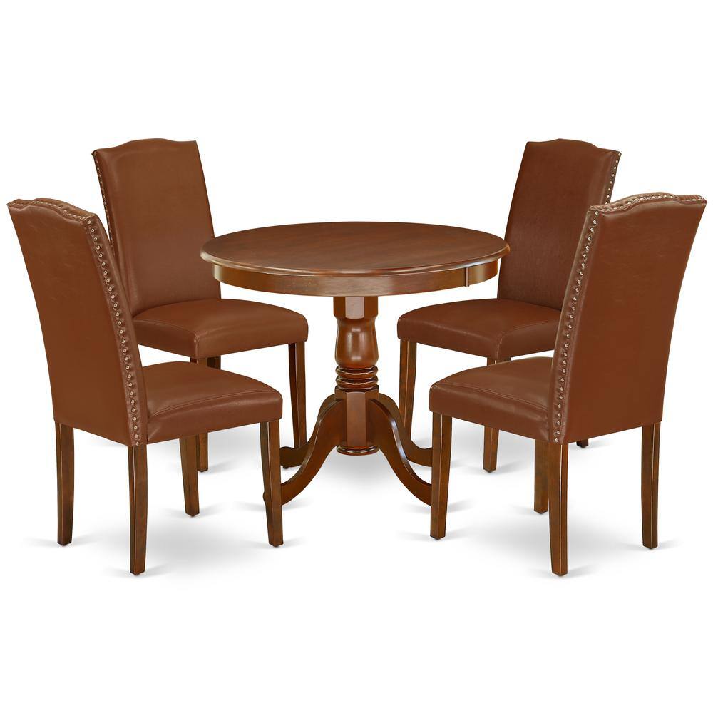 Back. East West Furniture - Dining Room Set Mahogany - Brown.