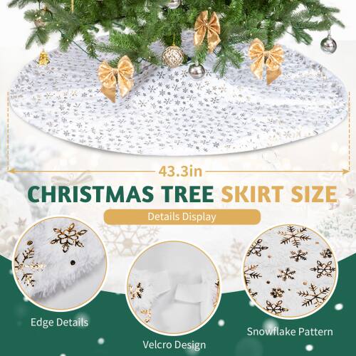 43.3in CHRISTMAS TREE SKIRT SIZE

Details Display

Edge Details

Velcro Design

Snowflake Pattern
