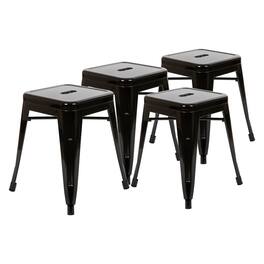 Flash Furniture - Kai 18" Table Height Stool, Stackable Backless Metal Indoor Dining Stool, Commercial Grade Restaurant Stool - S - Black