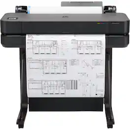 HP - DesignJet T630 Large Format 24-inch Plotter Printer w Auto Sheet Feeder, Media Bin, & Stand