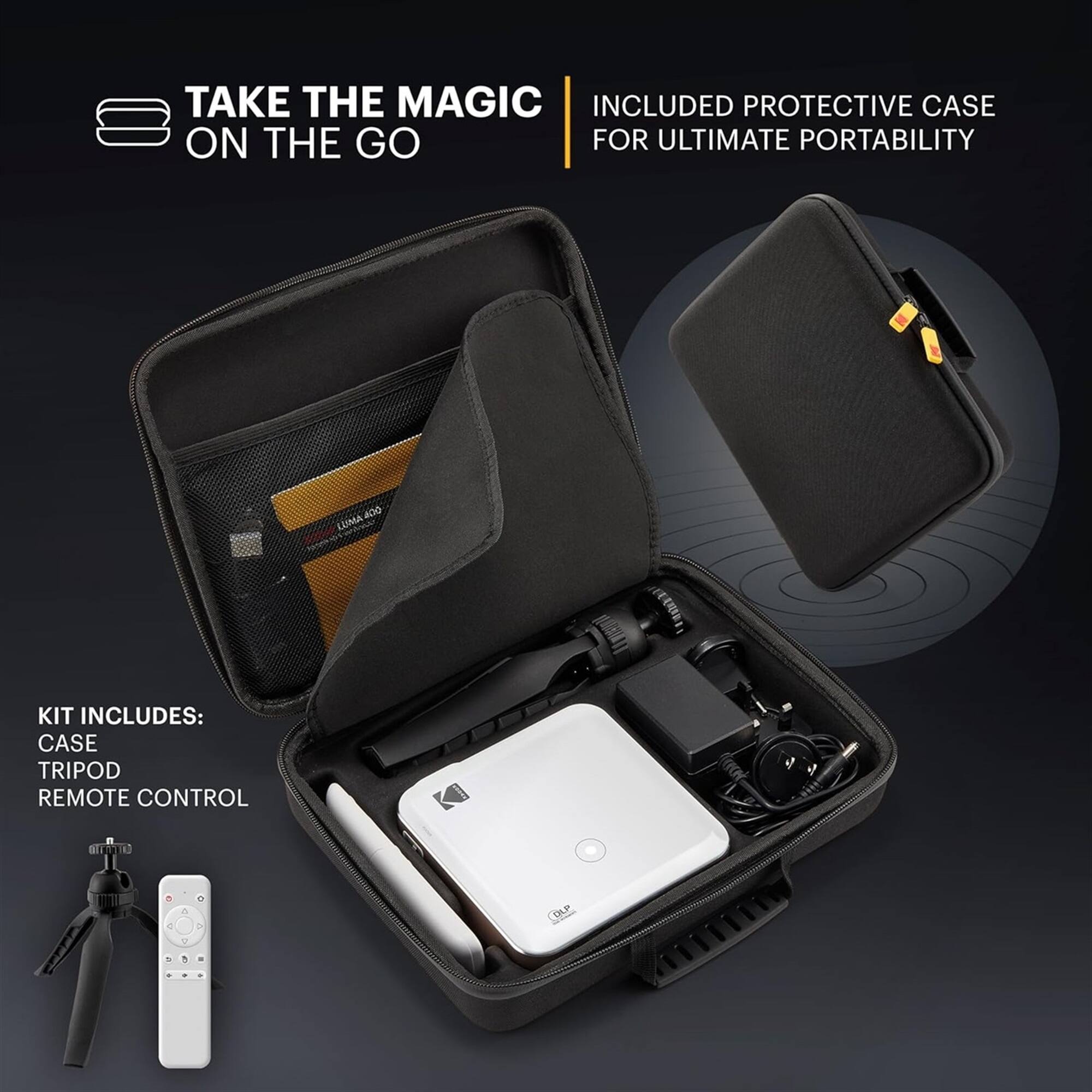 TAKE THE MAGIC ON THE GO

INCLUDED PROTECTIVE CASE FOR ULTIMATE PORTABILITY

KIT INCLUDES:
CASE
TRIPOD
REMOTE CONTROL