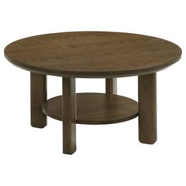 Manhattan Lane - Clera Round Side End Table with Open Shelf, Wood 36 Inch - Brown