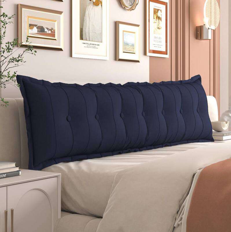 wowmax - King Headboard Pillow Navy - Extra Long Pillow for Daybed & Sofa - Dark Blue