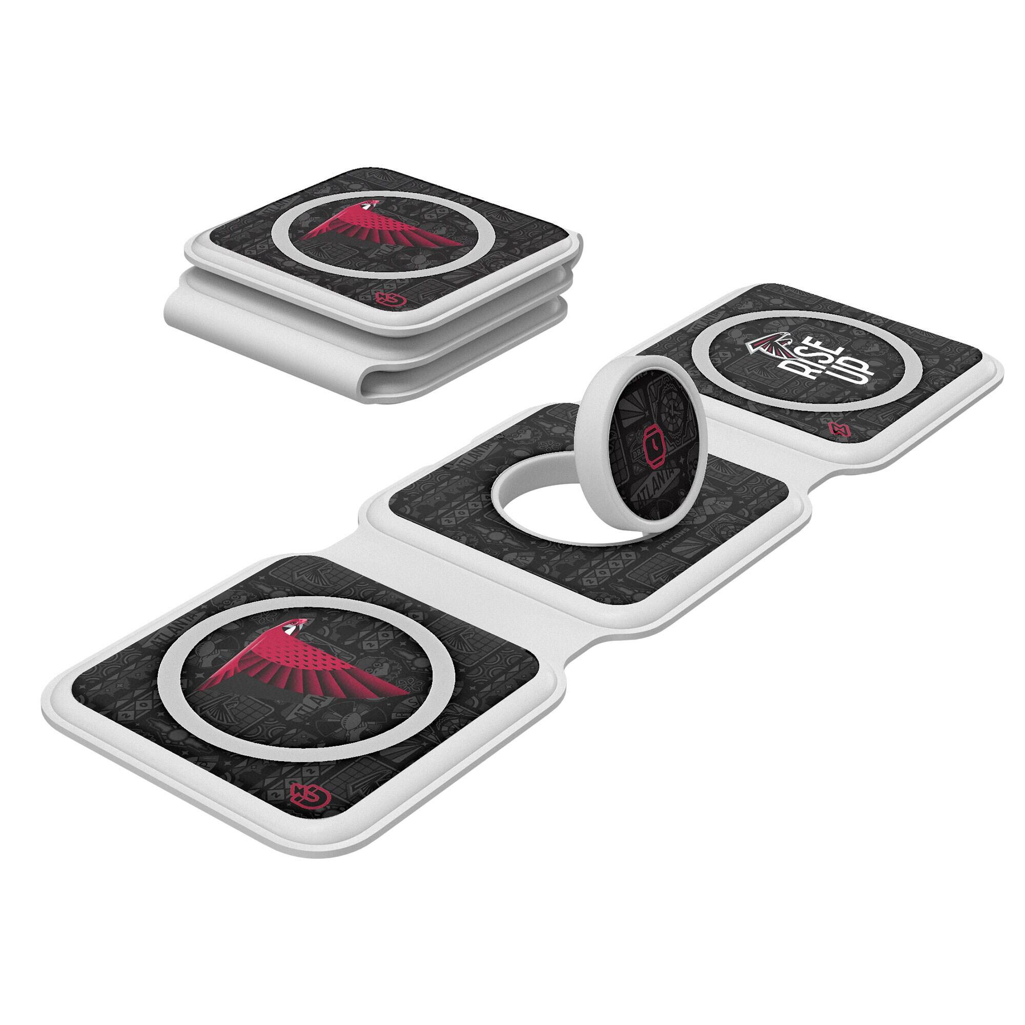 Front. Keyscaper - White Atlanta Falcons 3-in-1 Foldable Charger - White.