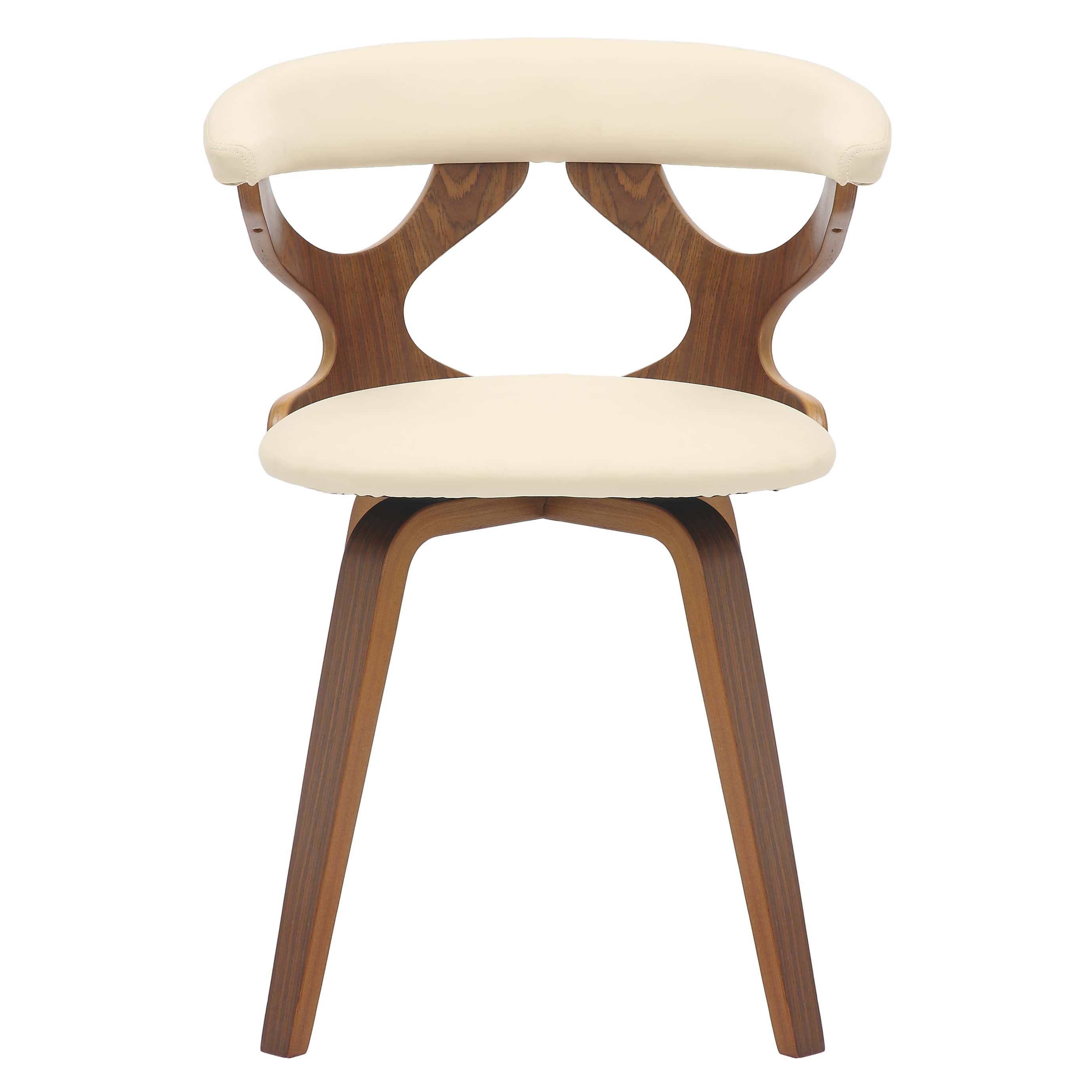 Alt View 2. LeisureMod - Klyne 2-PCS Swivel Dining Chair with Cutout Back & Leather Seat - Walnut/Taupe - Walnut/Taupe.