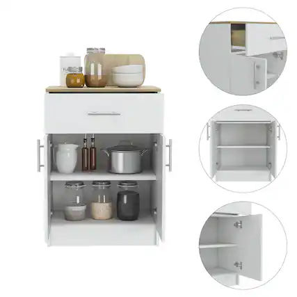 Front. Spaco - Spaco 33" H Pantry Organizer Board Sideboards with 1 Drawer, 2 Interior Shelves, 2 Doors, for Kitchen, Living Room - Multicolor.