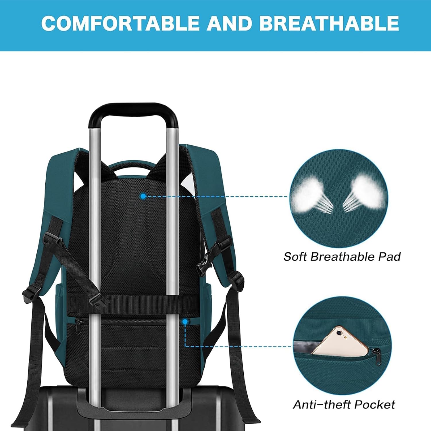 COMFORTABLE AND BREATHABLE

Soft Breathable Pad

Anti-theft Pocket