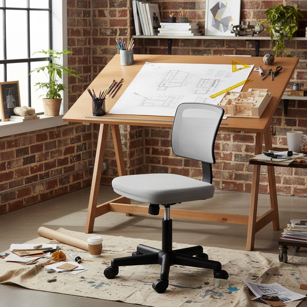 Alt View 4. AOITUN - Compact Office Chair for Daily Comfort, Grey Low-Back Mesh Seat with Wheels, Armless Design Ideal - Gray.